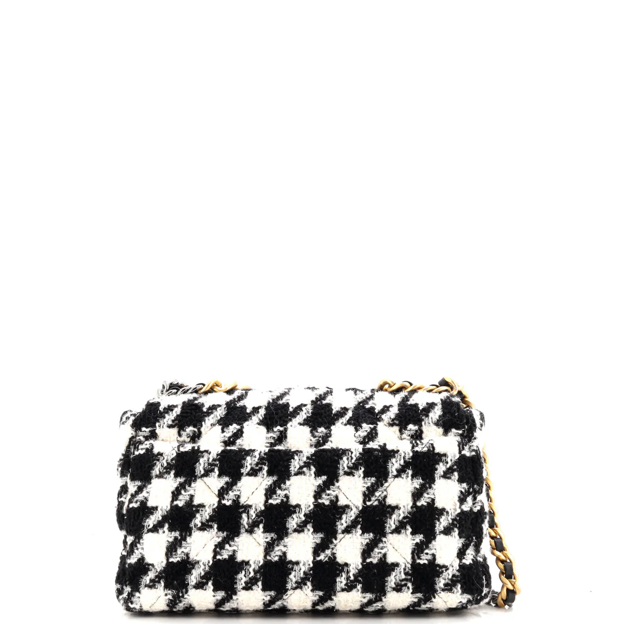 19 Flap Bag Quilted Houndstooth Tweed and Ribbon Large - Deep Luxury