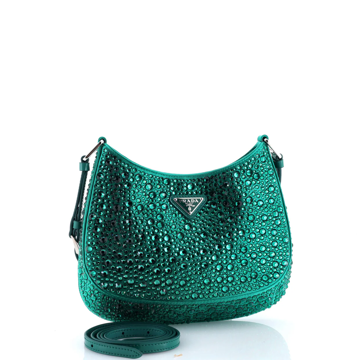 Cleo Shoulder Bag Crystal Embellished Satin Small - Deep Luxury