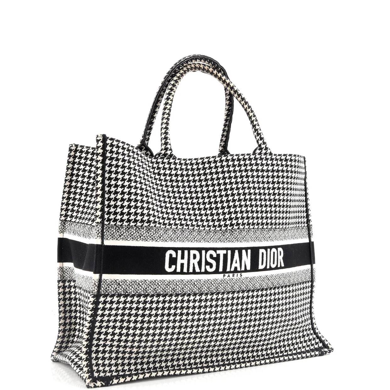 Book Tote Houndstooth Canvas Large - Deep Luxury