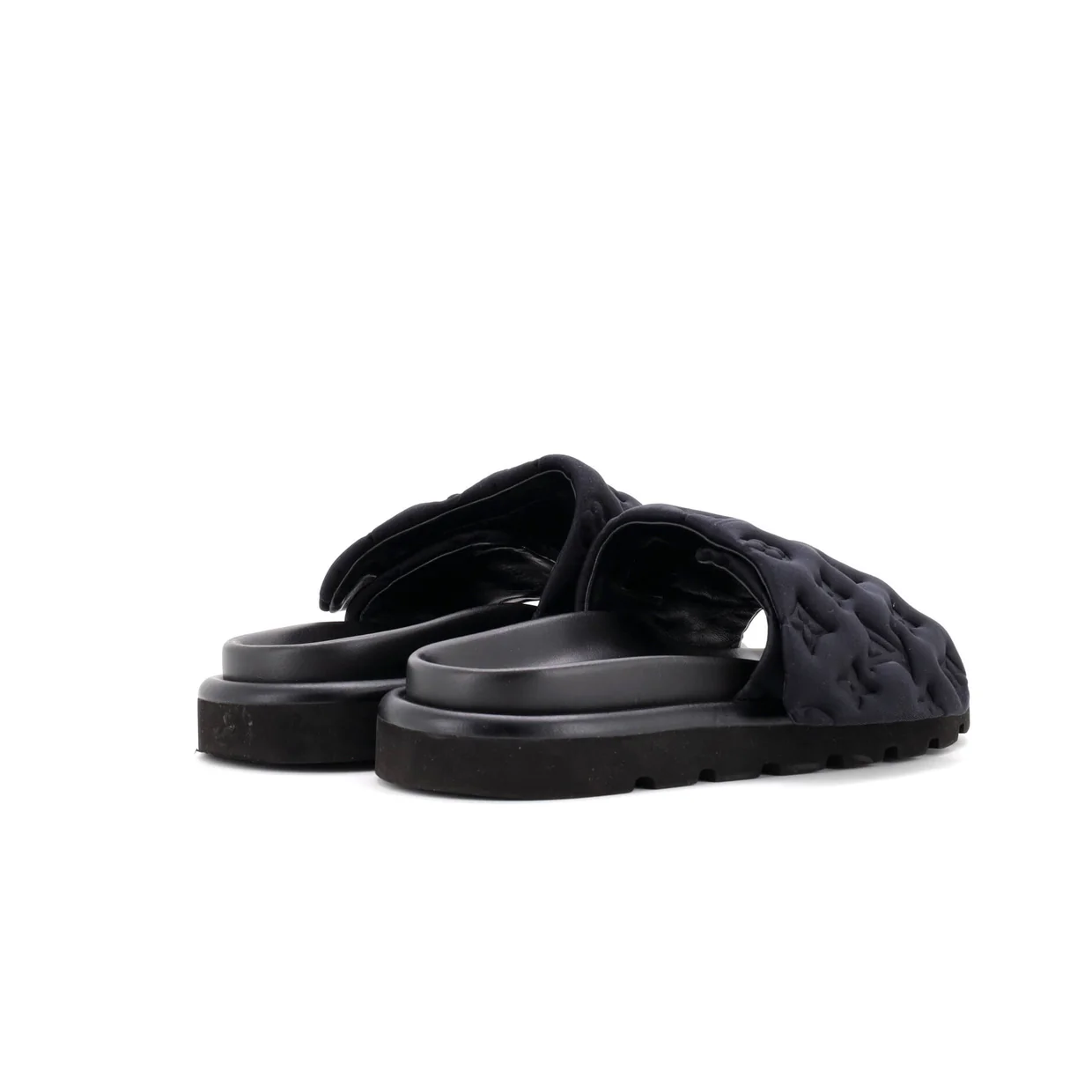 Women's Pool Pillow Comfort Mule Sandals Monogram Puffer Fabric - Deep Luxury