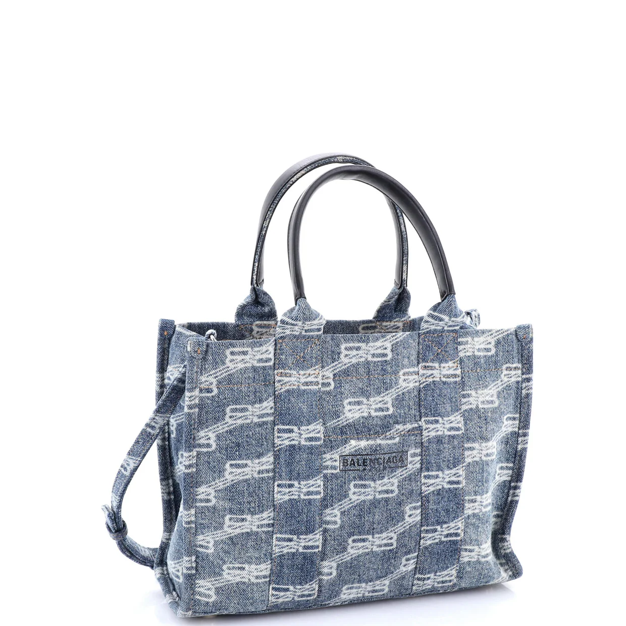 Hardware Tote Logo Printed Denim Small - Deep Luxury