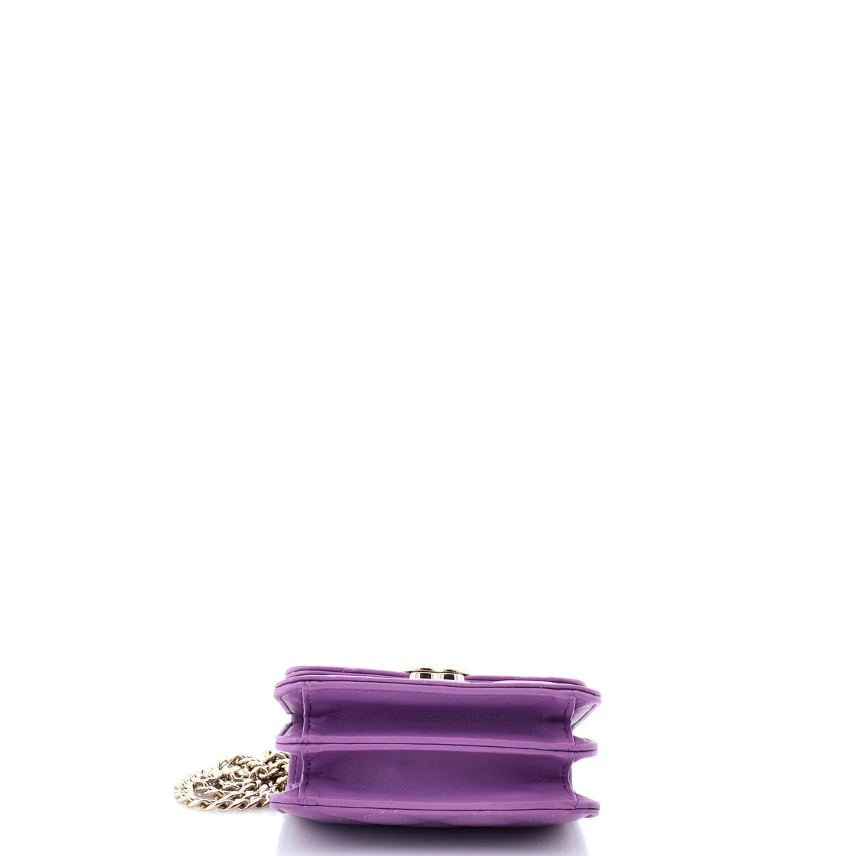 Coco Enamel Top Handle Flap Clutch with Chain Quilted Lambskin - Deep Luxury