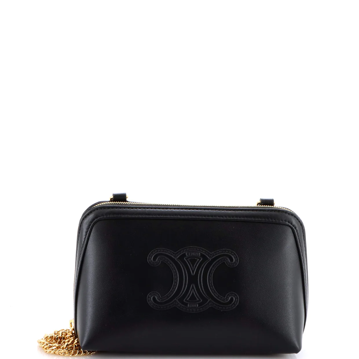 Cuir Triomphe Zip Around Chain Clutch Leather - Deep Luxury