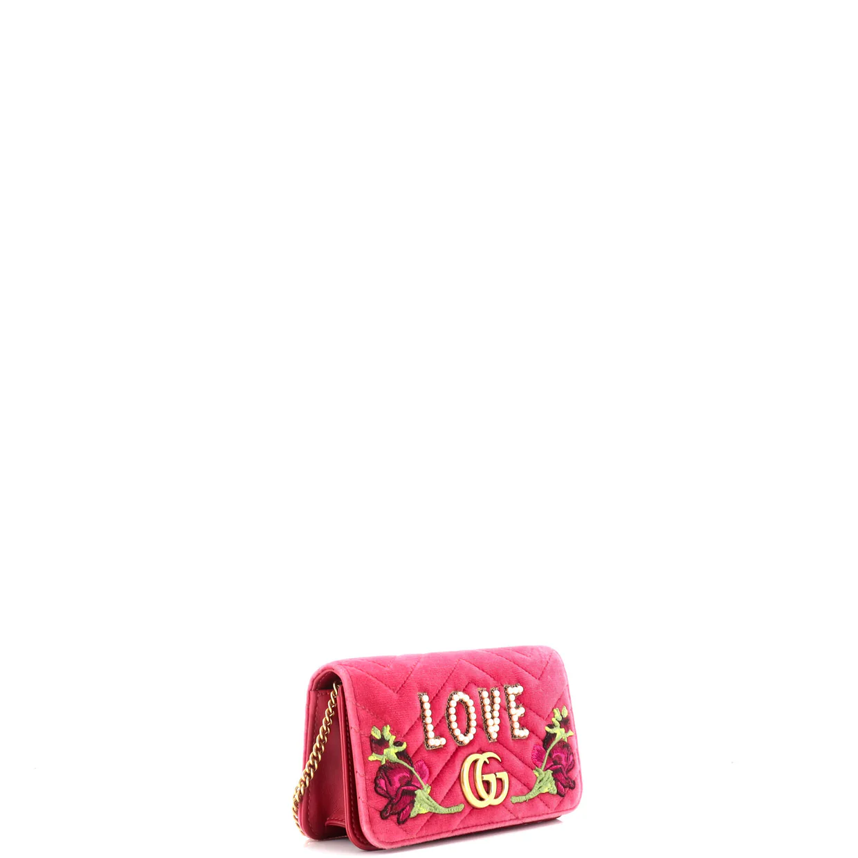 GG Marmont Chain Flap Bag Embroidered Matelasse Velvet Mini - Deep Luxury