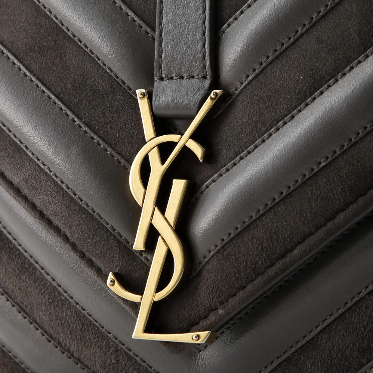 Classic Monogram College Bag Matelasse Chevron Leather and Suede Medium - Deep Luxury