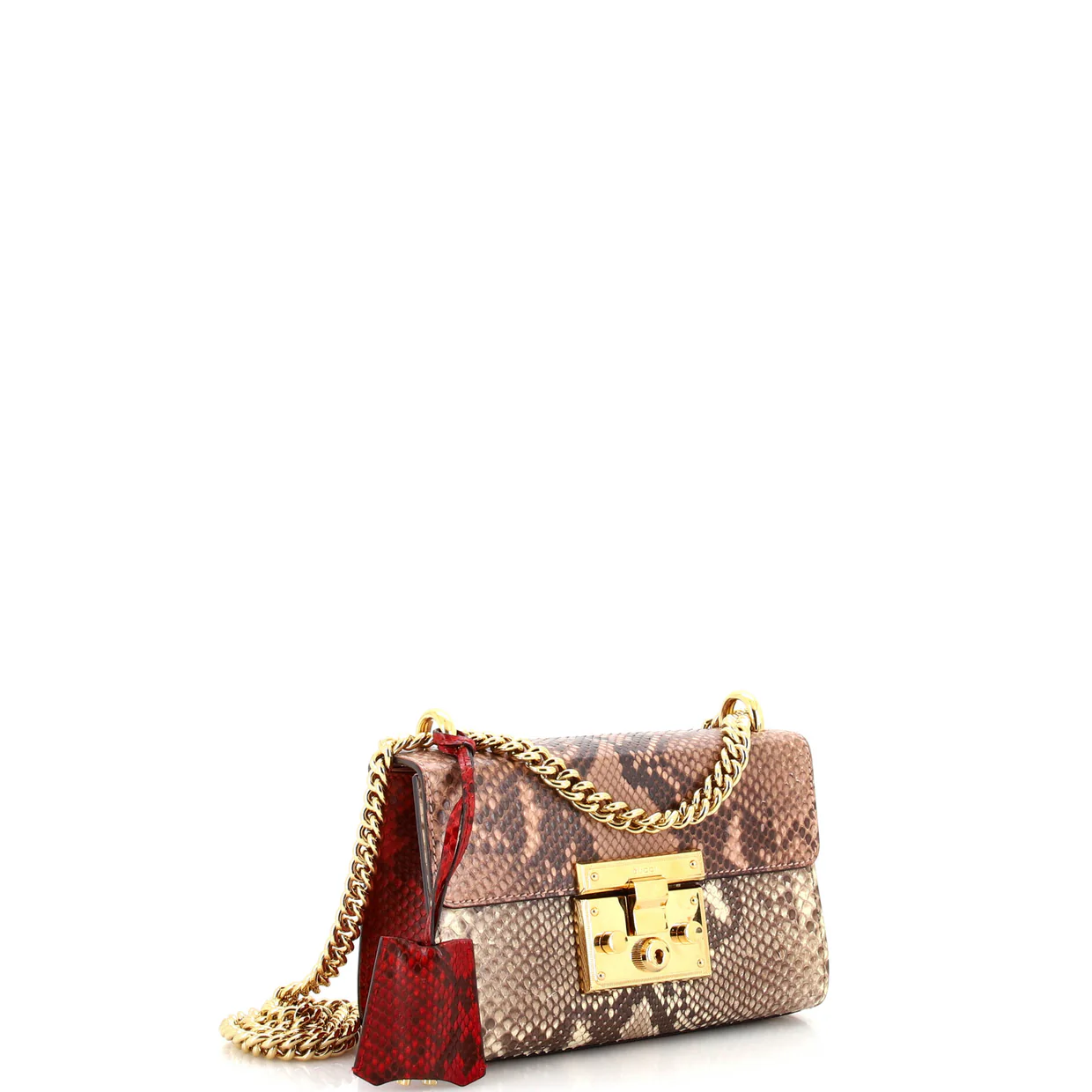 Padlock Shoulder Bag Python Small - Deep Luxury
