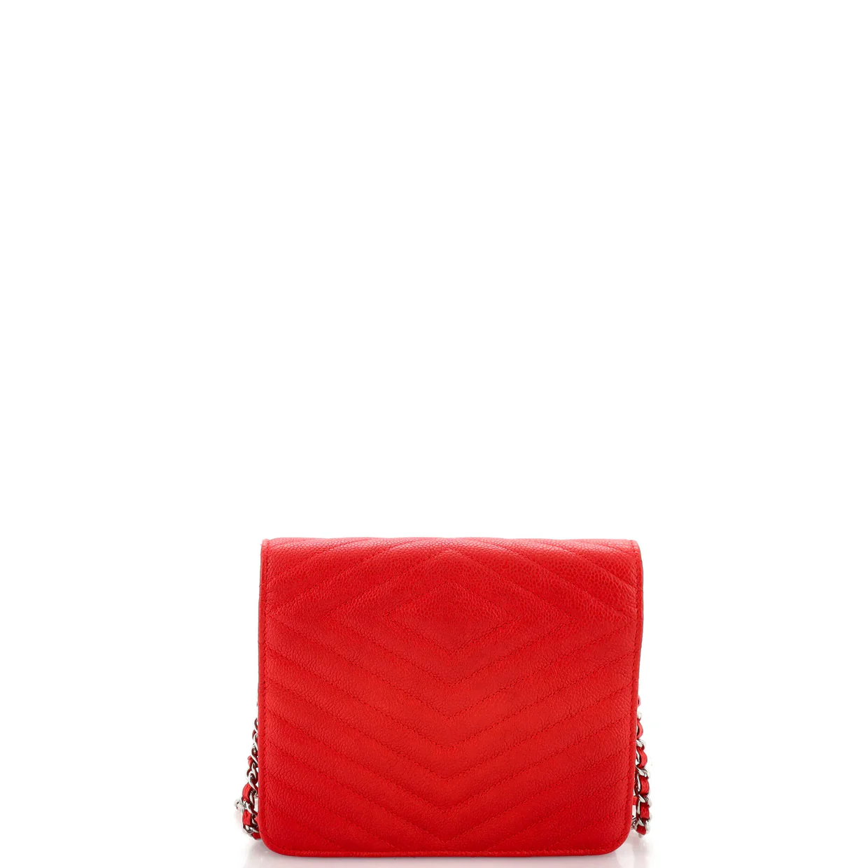 Square Wallet on Chain Chevron Caviar - Deep Luxury