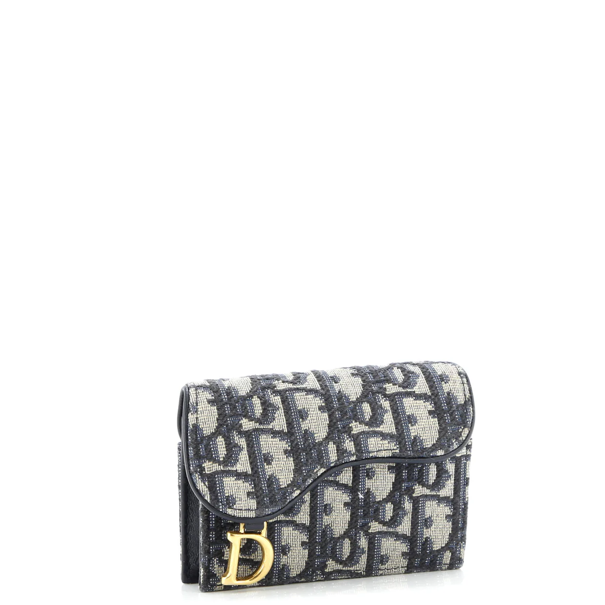 Saddle Flap Zipped Card Holder Oblique Canvas Compact - Deep Luxury