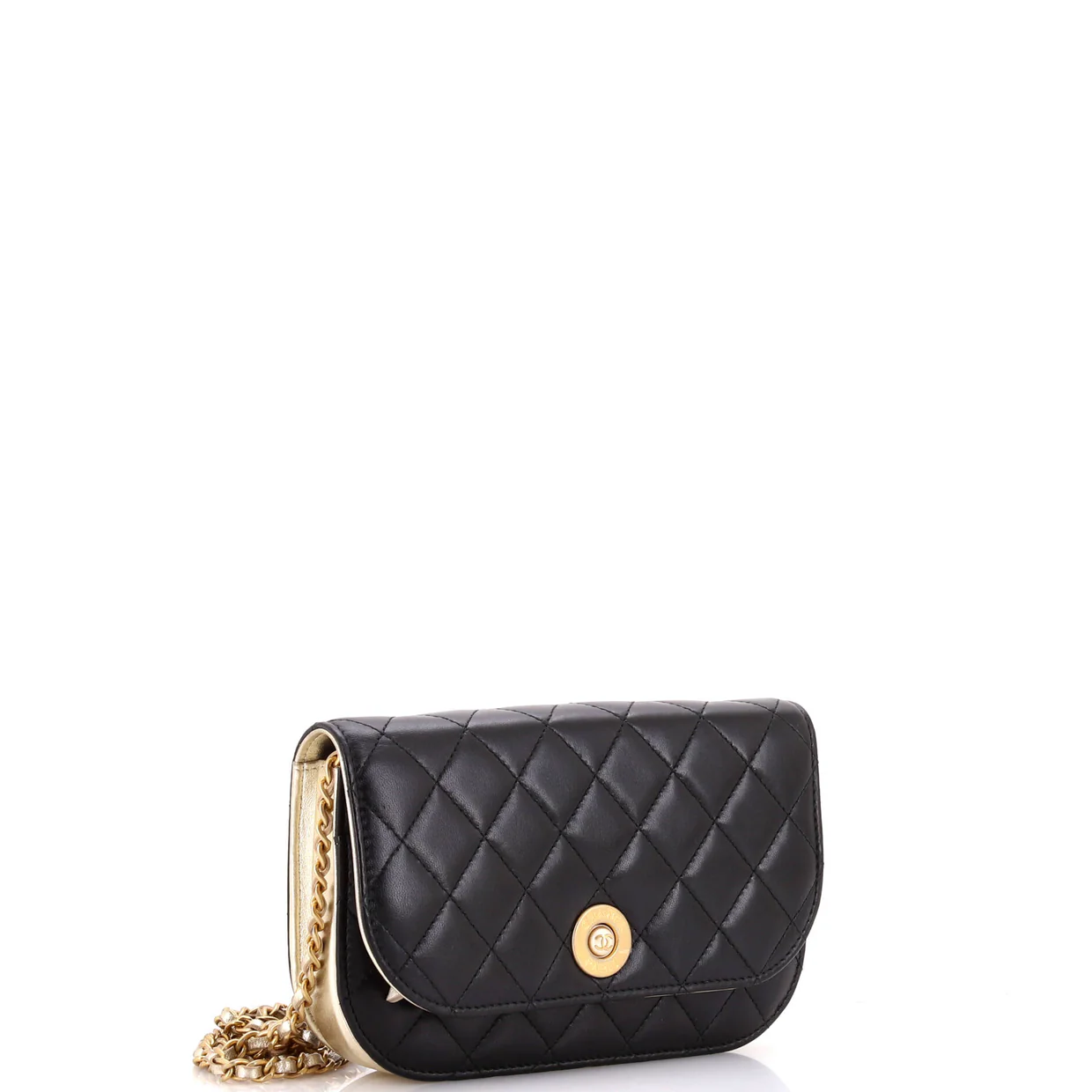 CC Pearl Button Wallet on Chain Quilted Lambskin - Deep Luxury