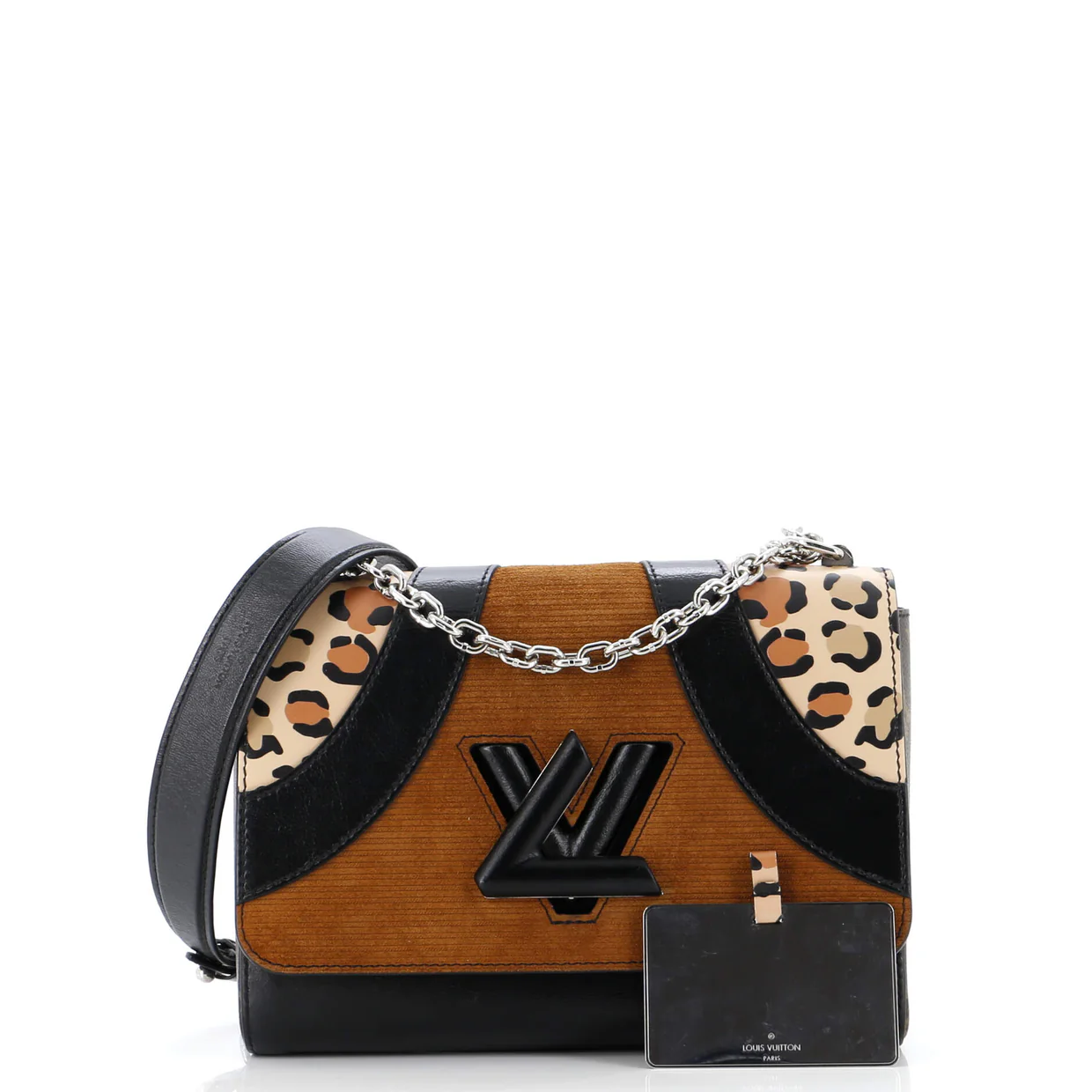 Twist Handbag Leopard Wild Printed Leather and Calfskin MM - Deep Luxury