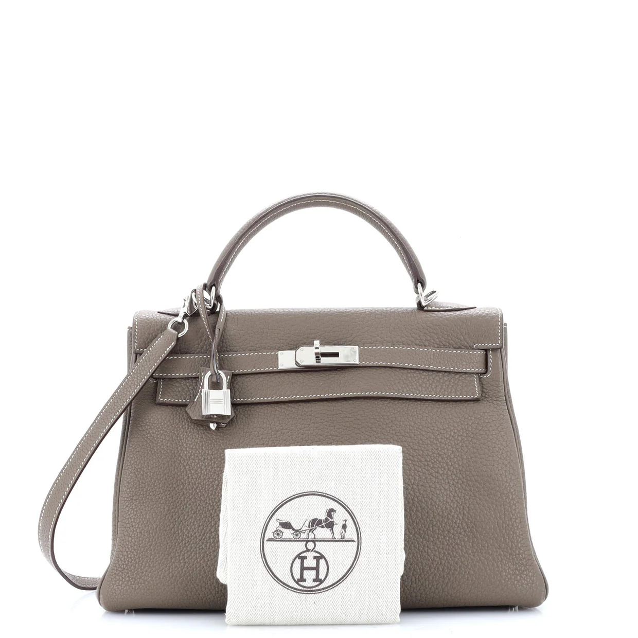 Kelly Handbag Grey Clemence with Palladium Hardware 32 - Deep Luxury