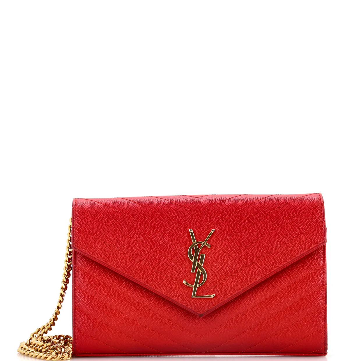 Classic Monogram Wallet on Chain Matelasse Chevron Leather Medium - Deep Luxury