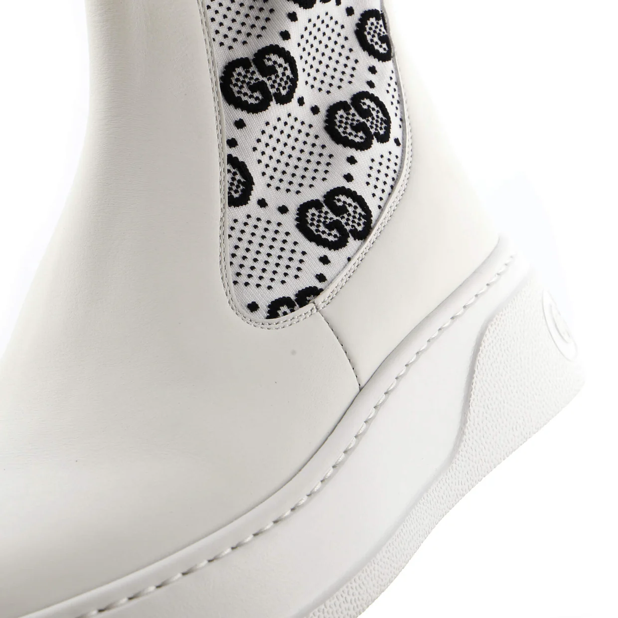 Women's Chunky B Chelsea Boots Leather with GG Elastic - Deep Luxury