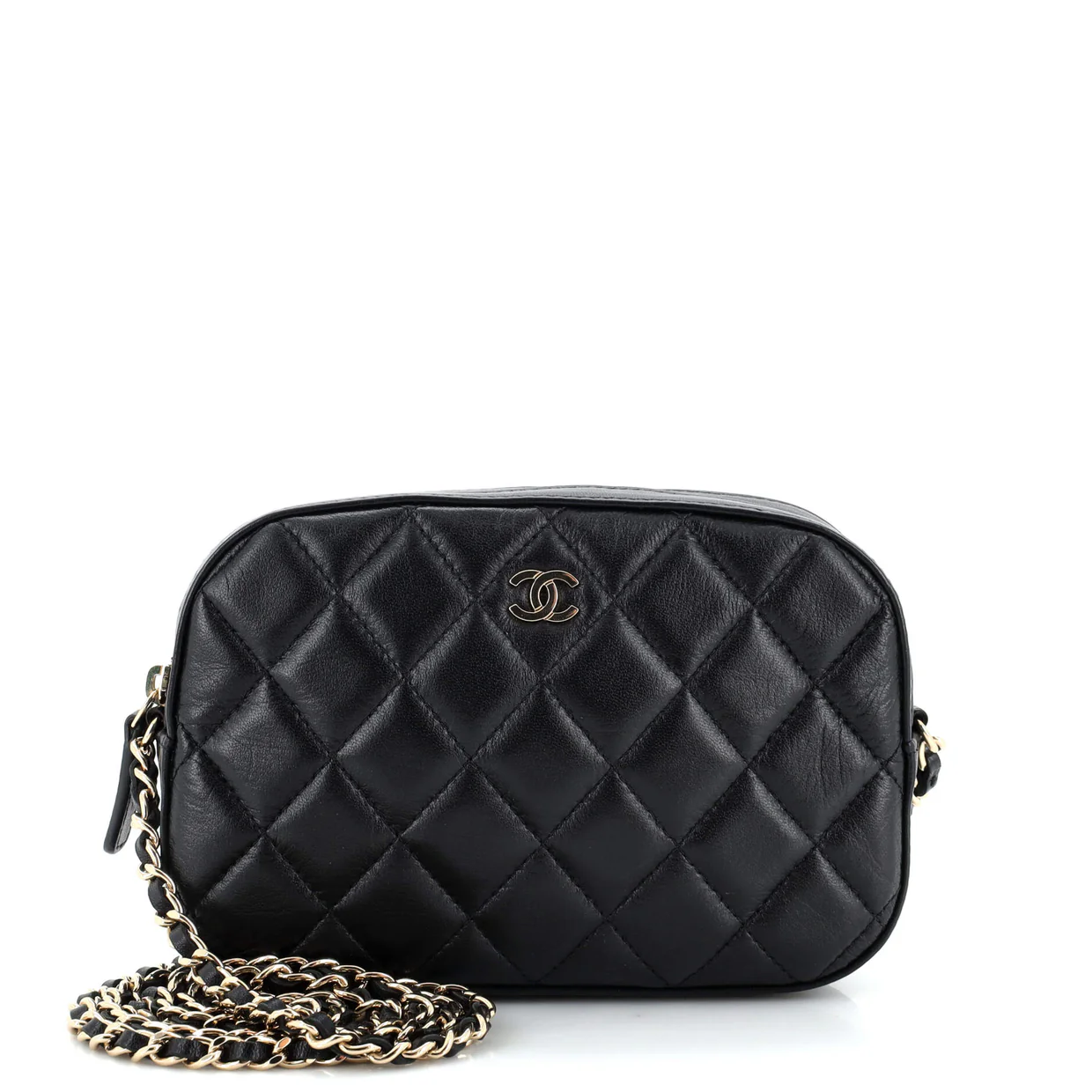 Zip Around Chain Camera Case Quilted Lambskin Mini - Deep Luxury