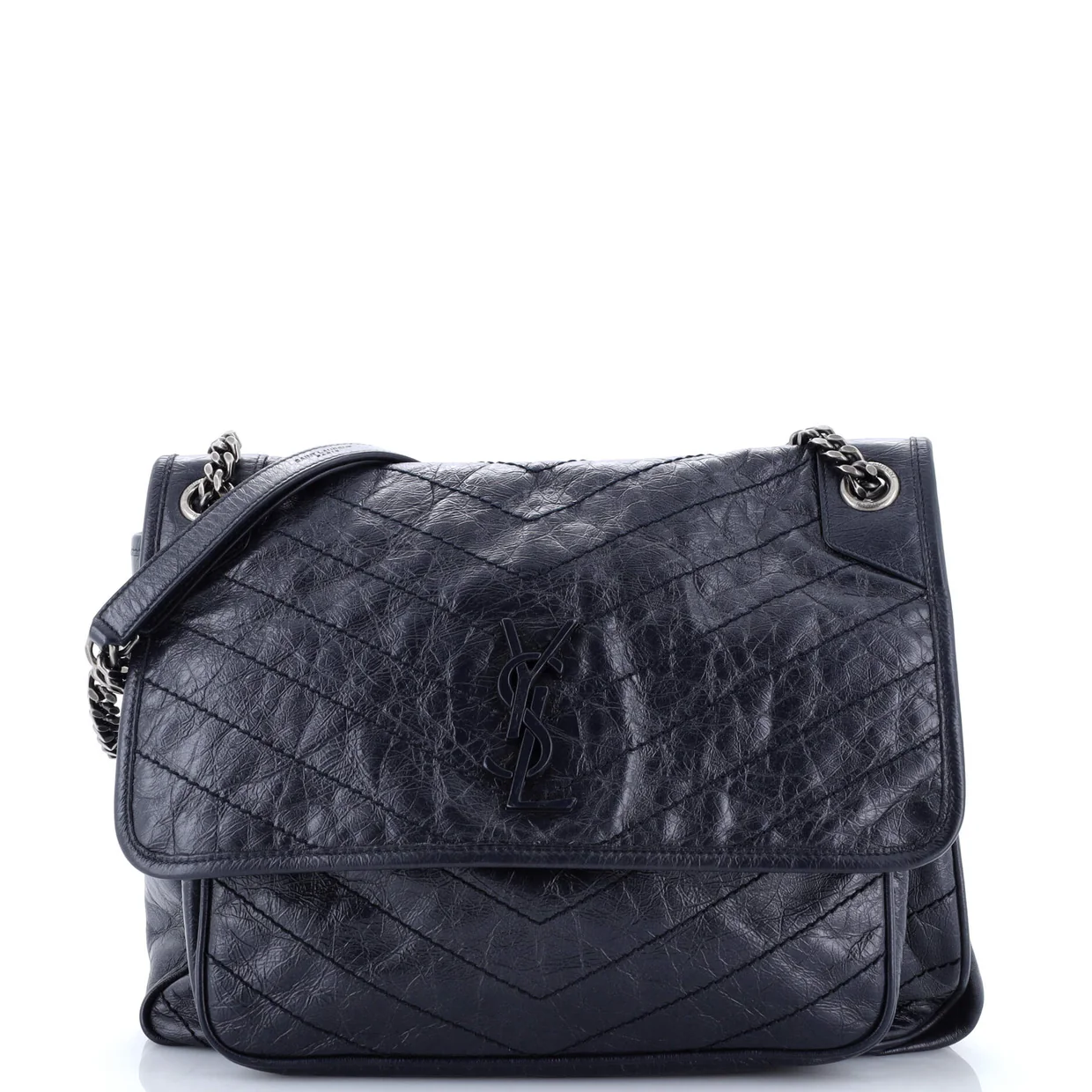 Niki Chain Flap Bag Matelasse Chevron Leather Medium - Deep Luxury