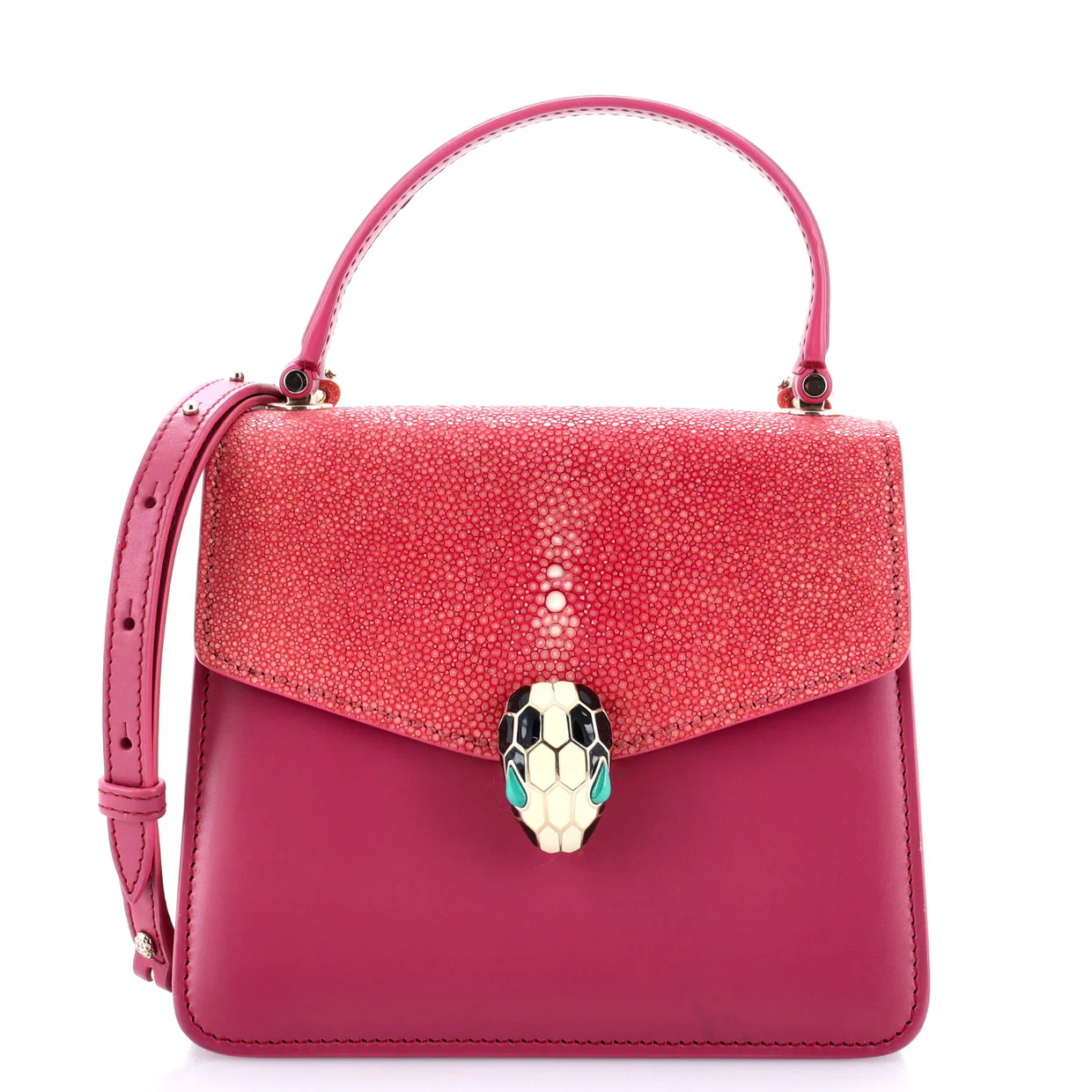 Serpenti Forever Top Handle Bag Leather and Stingray Small - Deep Luxury