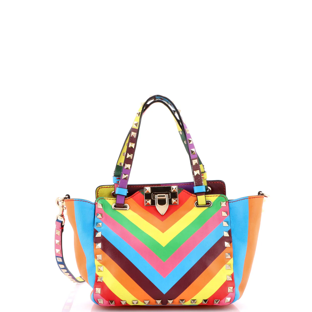 1973 Rockstud Tote Striped Leather Mini - Deep Luxury