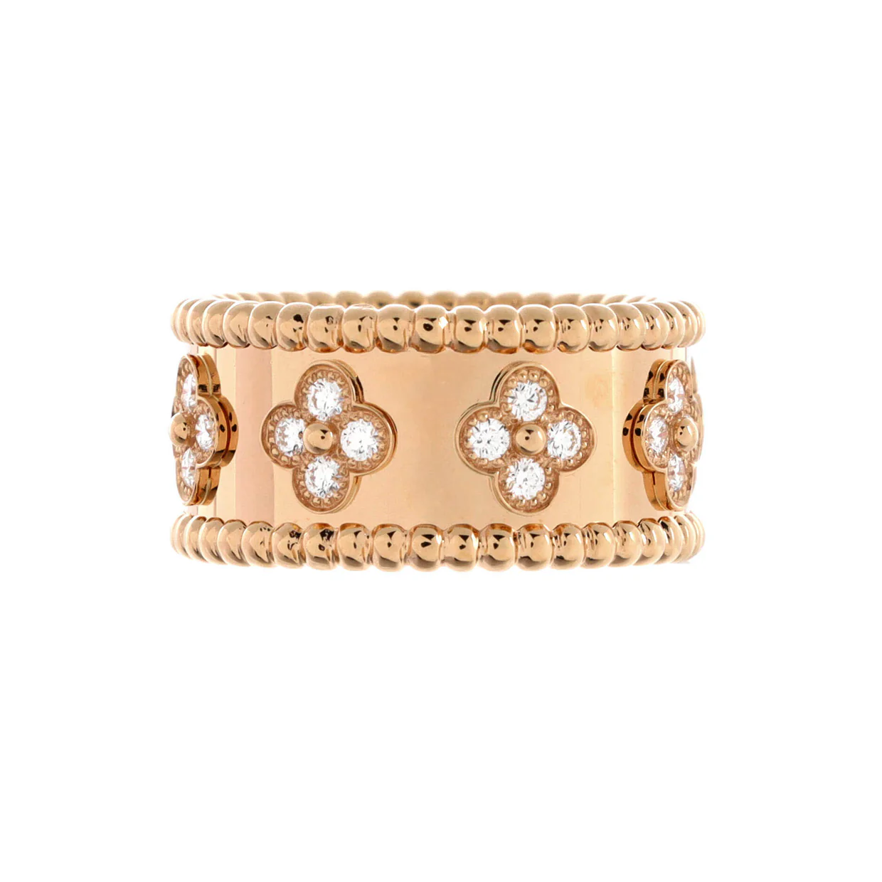Perlee Clovers Ring 18K Rose Gold with Diamonds Medium - Deep Luxury