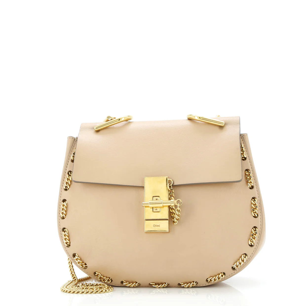 Drew Crossbody Bag Chain Embellished Leather Small - Deep Luxury