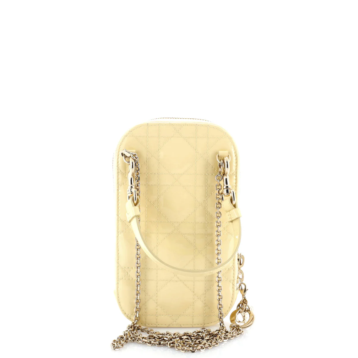Lady Dior Phone Holder on Chain Cannage Quilt Patent - Deep Luxury