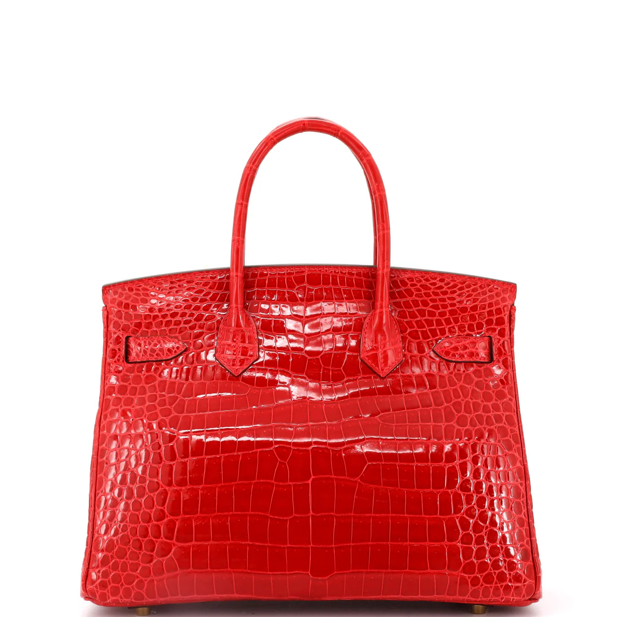 Birkin Handbag Braise Shiny Porosus Crocodile with Gold Hardware 30 - Deep Luxury