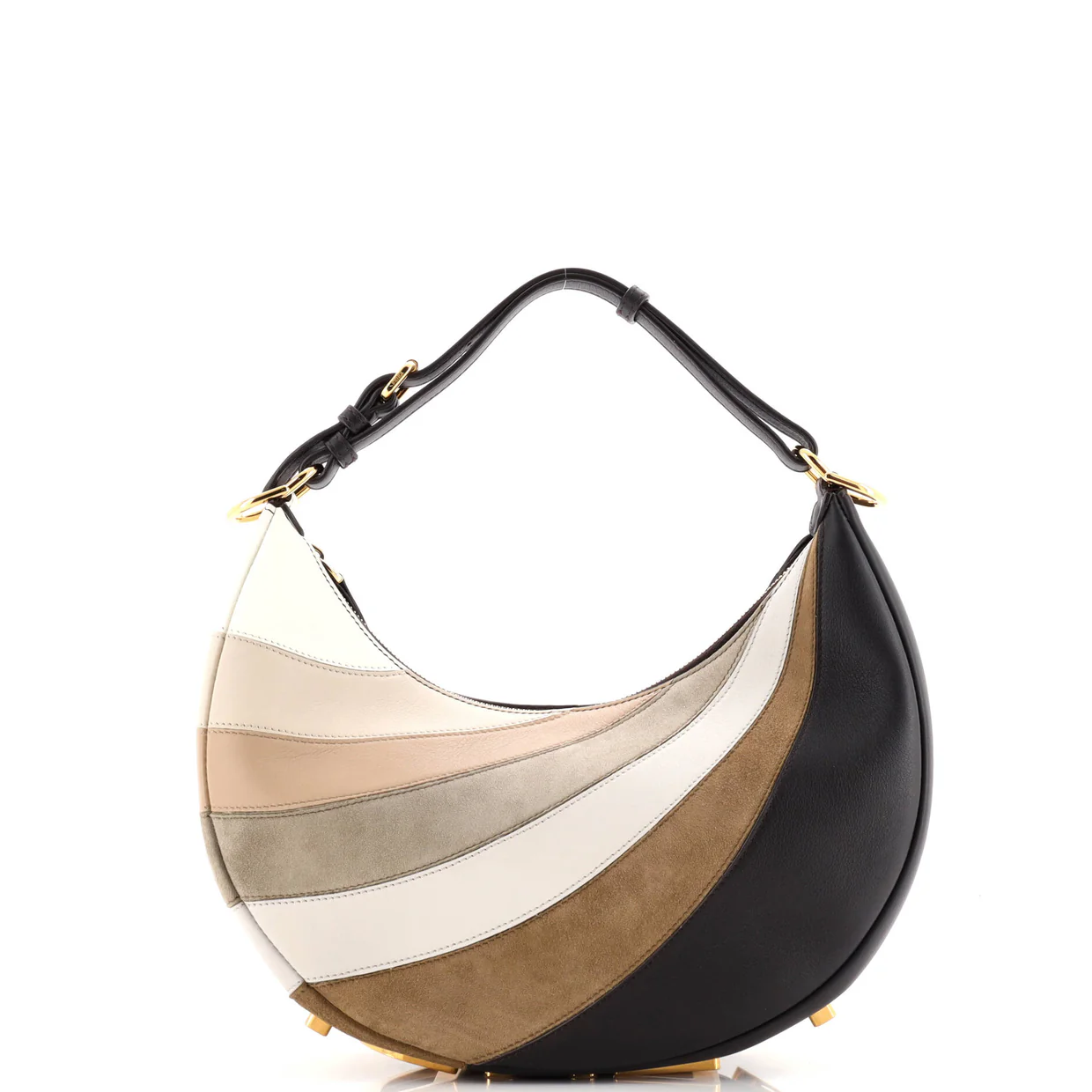 Fendigraphy Bag Striped Leather and Suede Small - Deep Luxury