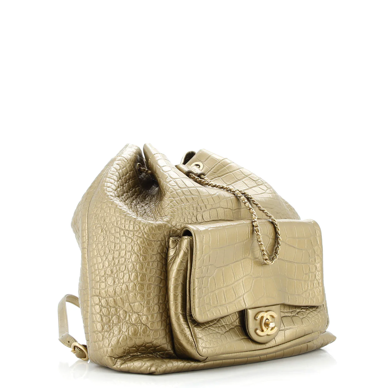 Drawstring Backpack Crocodile Embossed Calfskin Large - Deep Luxury