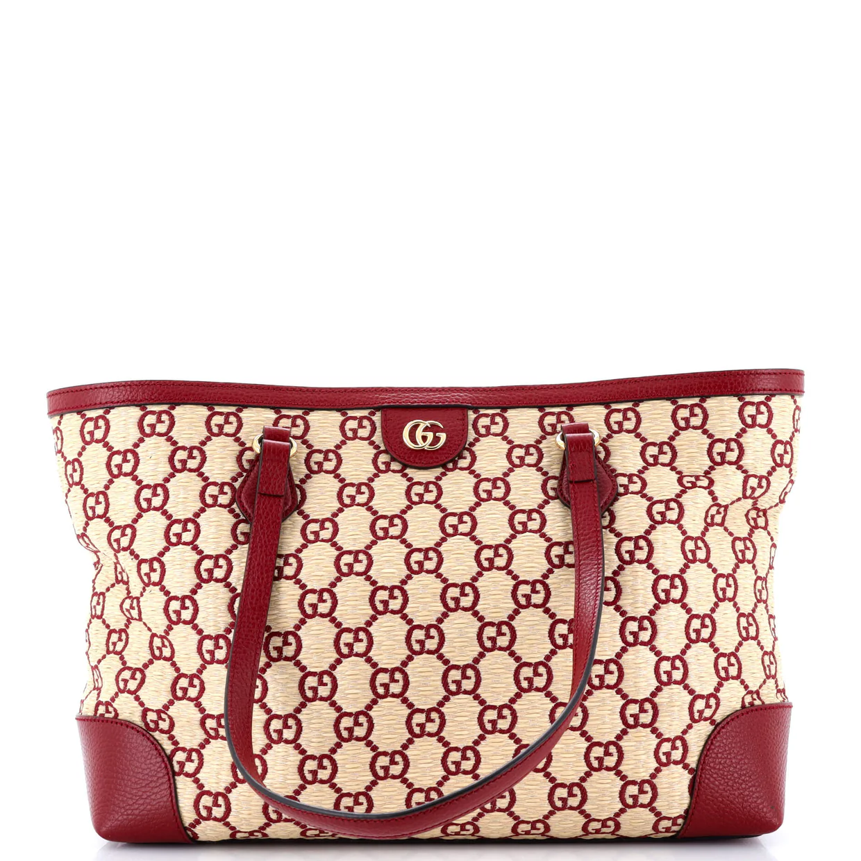 Ophidia Shopping Tote GG Raffia Medium - Deep Luxury
