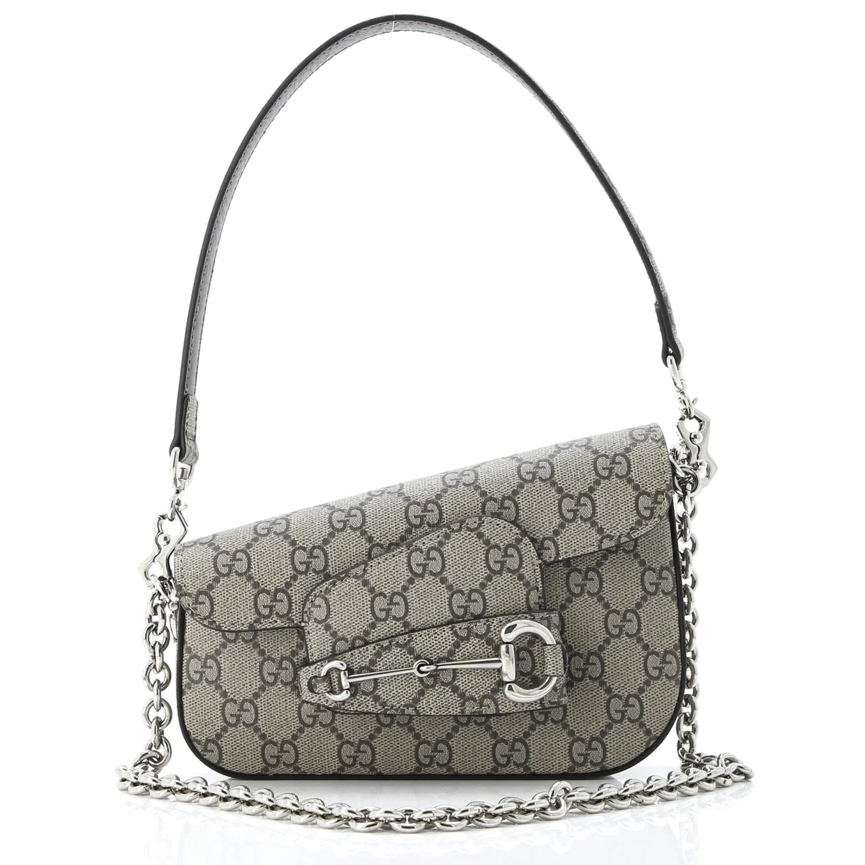 Horsebit 1955 Asymmetric Shoulder Bag GG Coated Canvas Mini - Deep Luxury