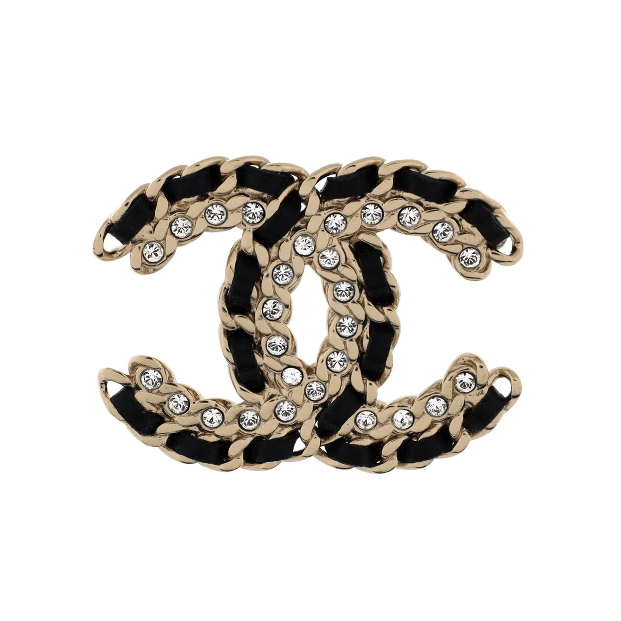 Vintage Allure Chain CC Brooch Metal with Lambskin and Crystal - Deep Luxury