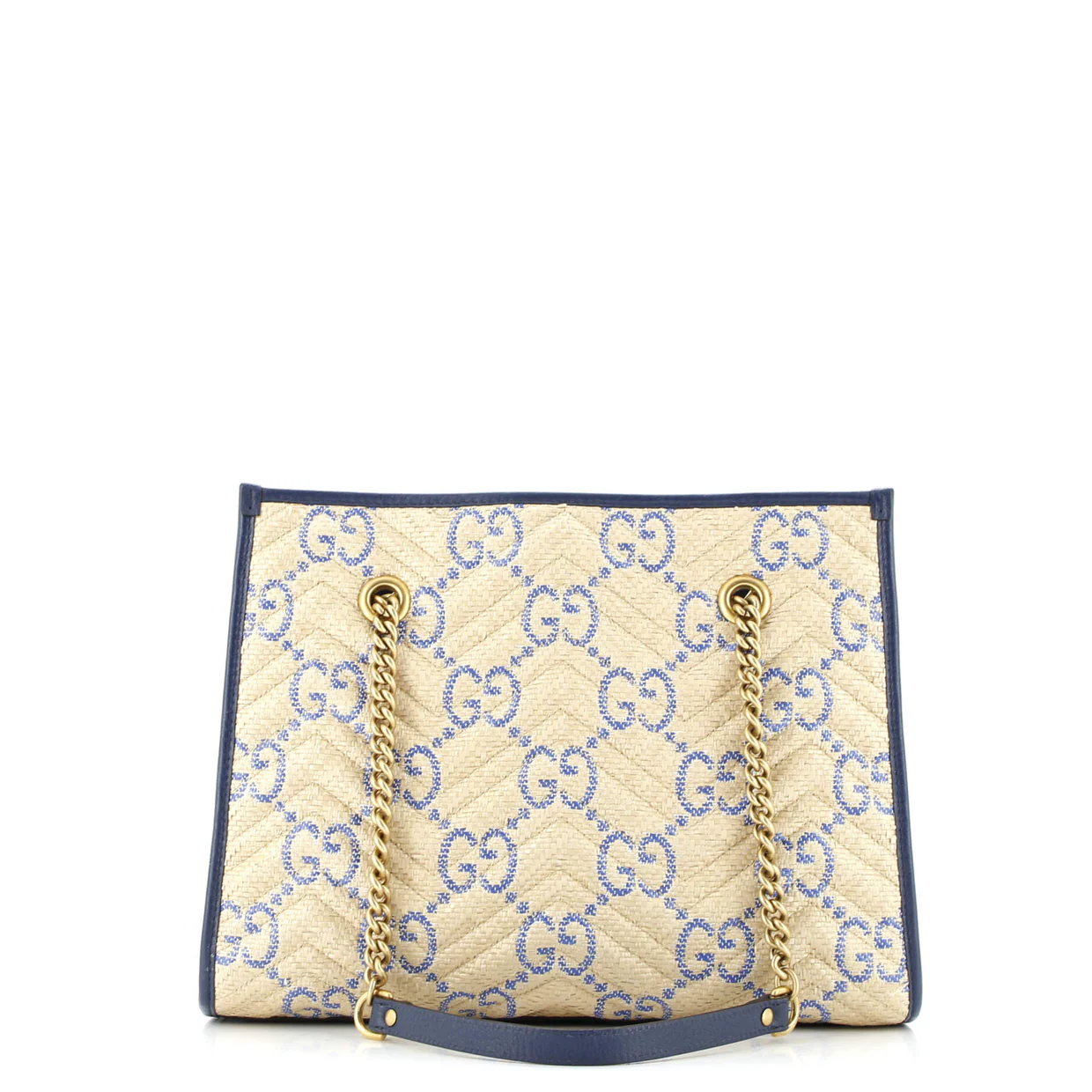 GG Marmont Aria Chain Shopping Tote Jumbo GG Matelasse Raffia Medium - Deep Luxury