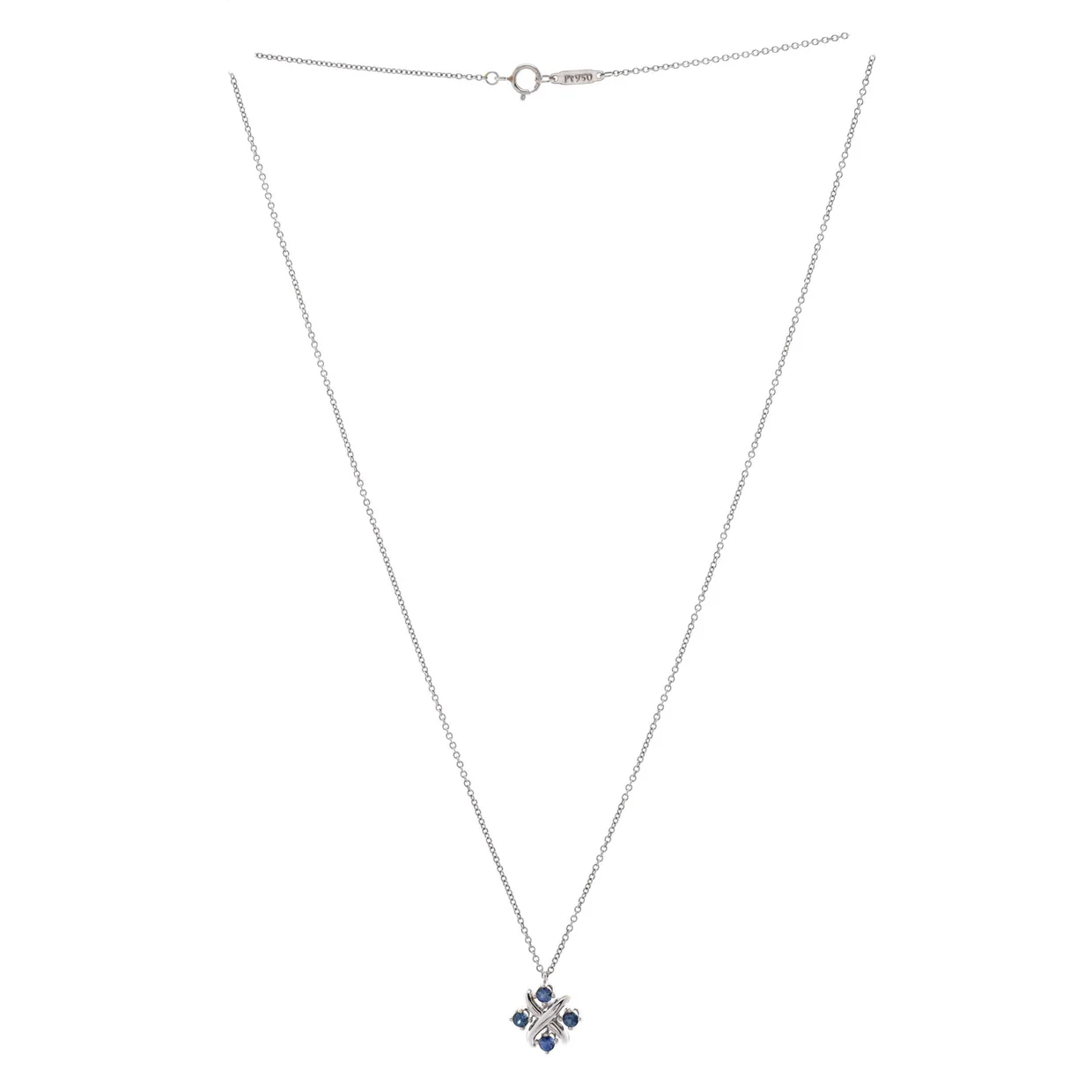 Schlumberger Lynn Pendant Necklace Platinum with Blue Sapphires - Deep Luxury