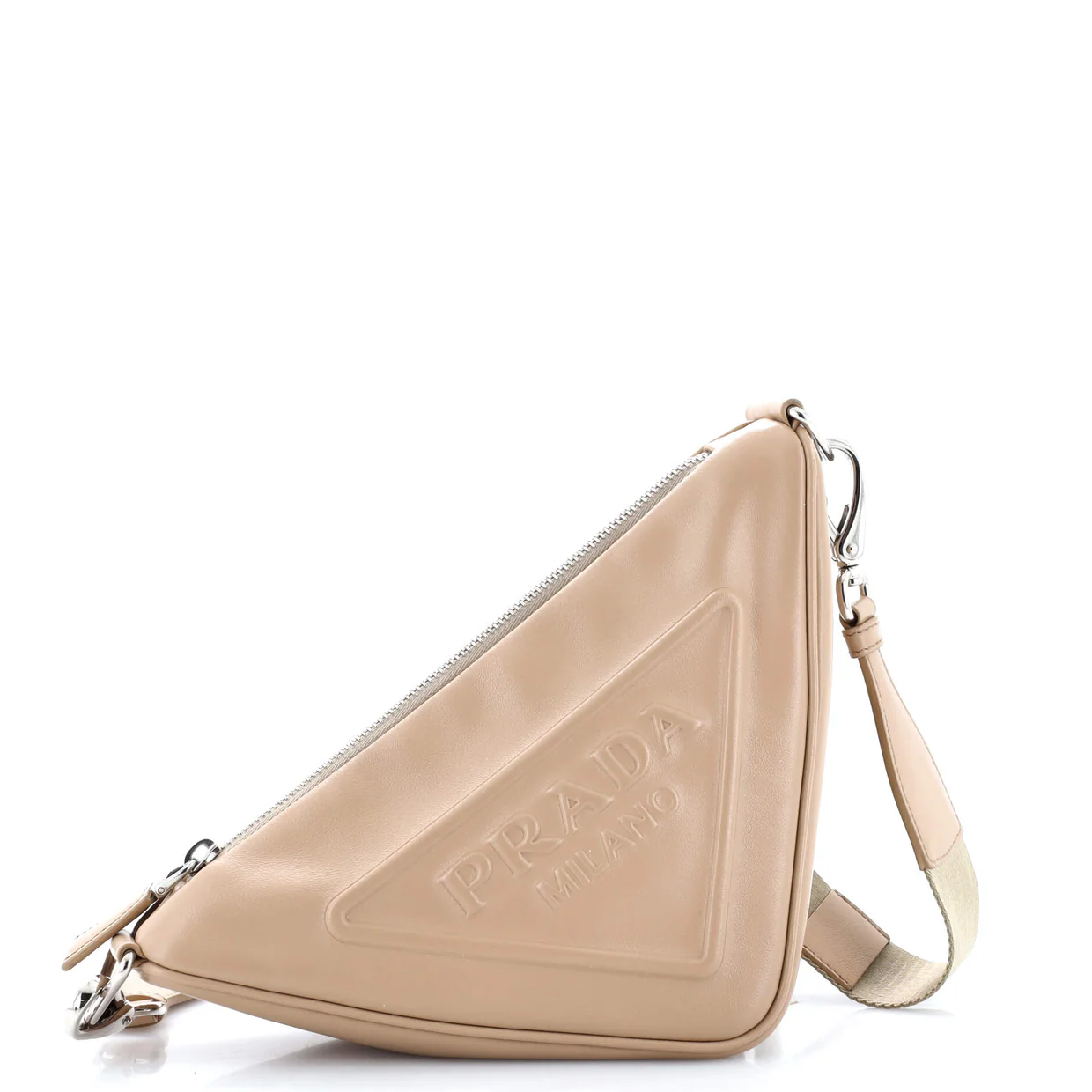 Triangle Logo Zip Crossbody Bag Leather Small - Deep Luxury