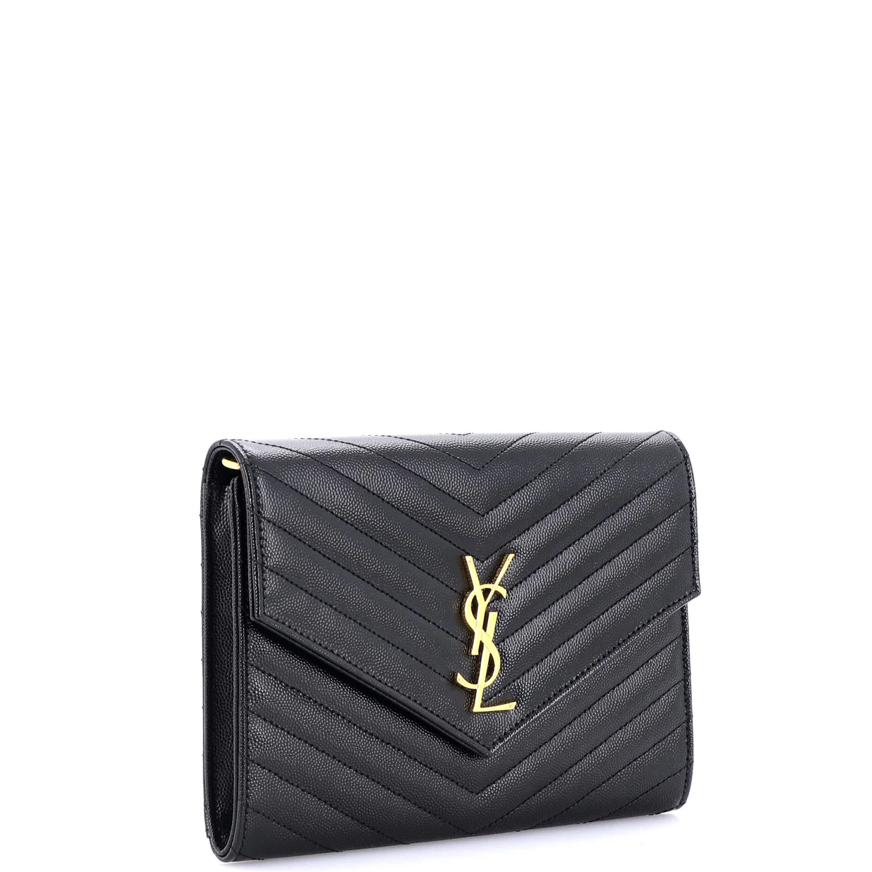 Classic Monogram Envelope Wristlet Clutch Matelasse Chevron Leather - Deep Luxury
