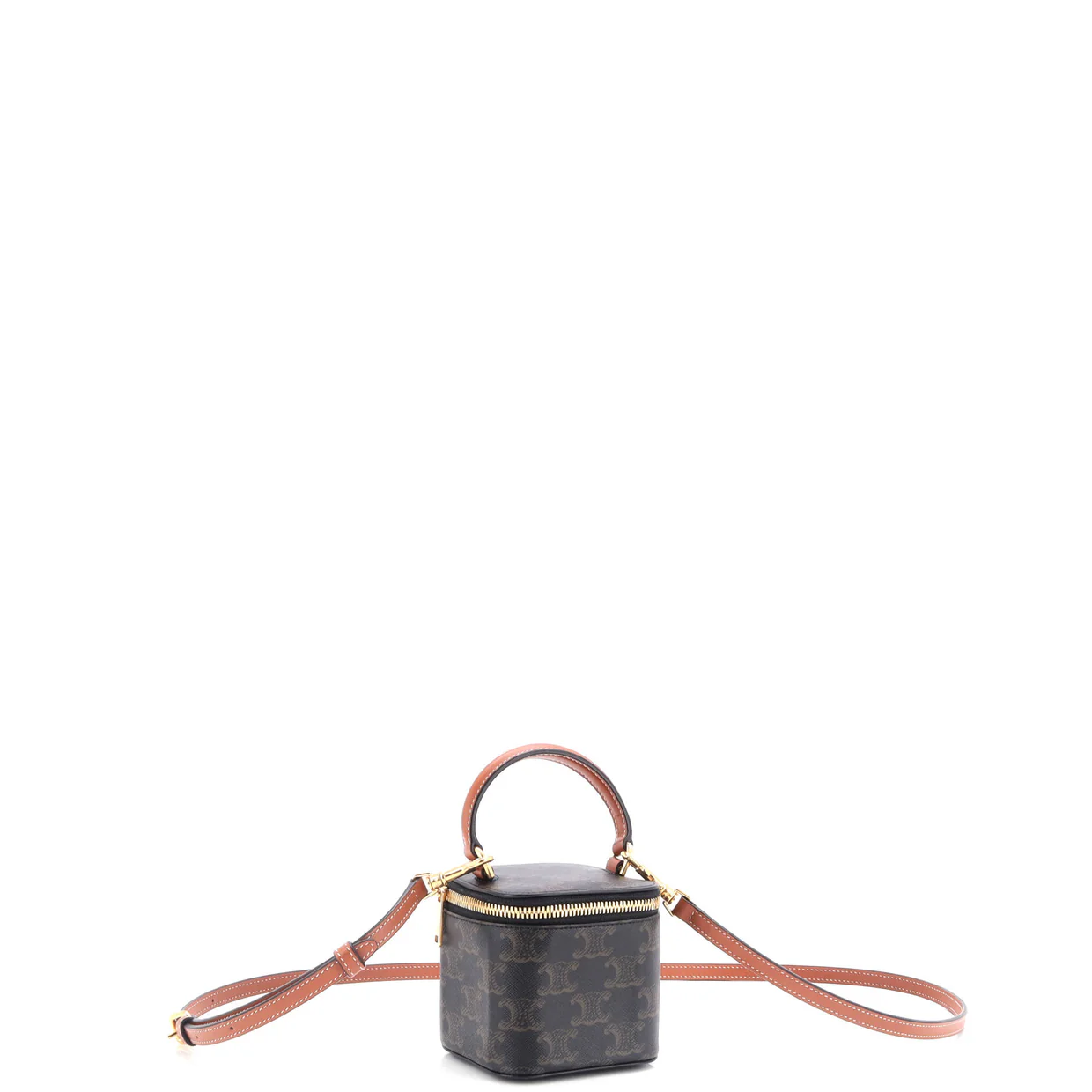 Top Handle Square Vanity Case Triomphe Coated Canvas Mini - Deep Luxury