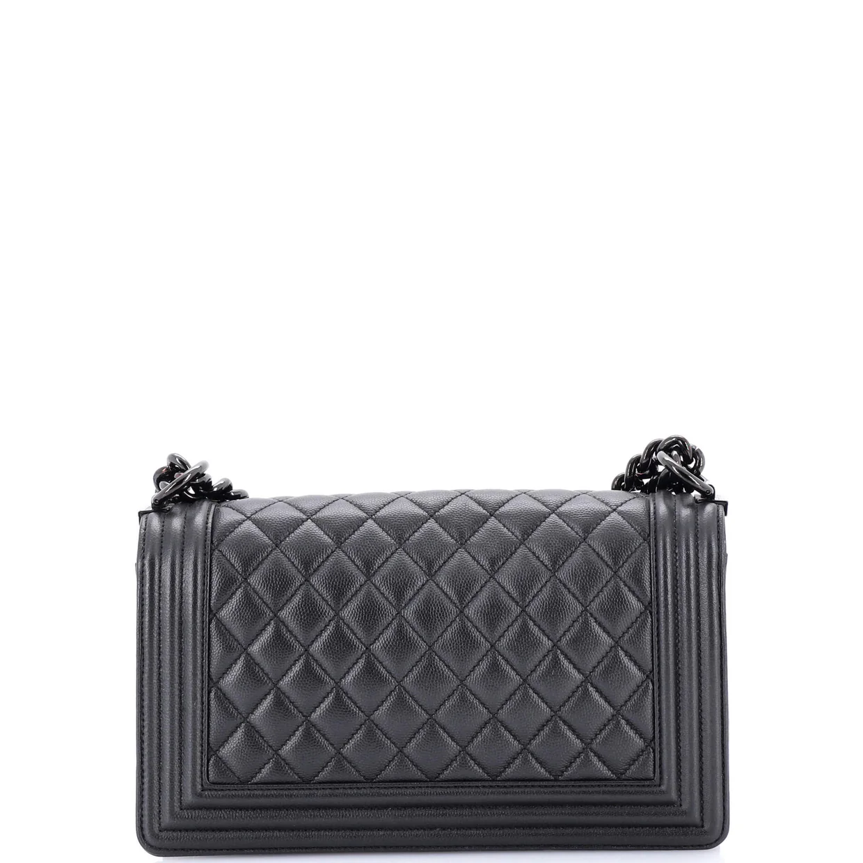 So Black Boy Flap Bag Quilted Caviar Old Medium - Deep Luxury