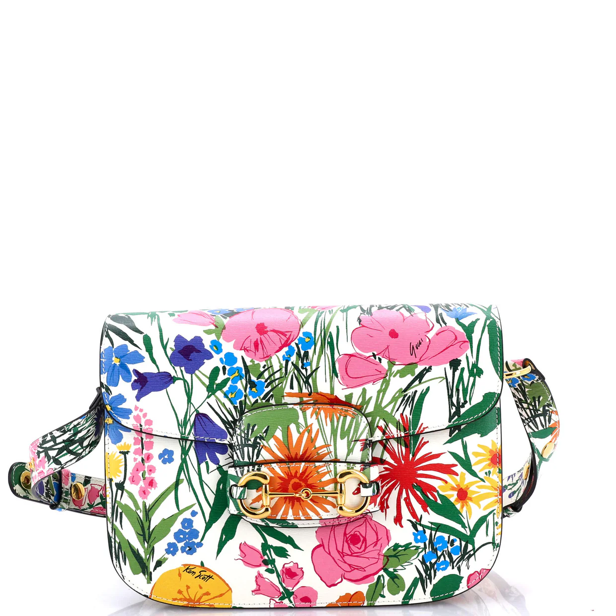 x Ken Scott Horsebit 1955 Shoulder Bag Printed Leather Small - Deep Luxury