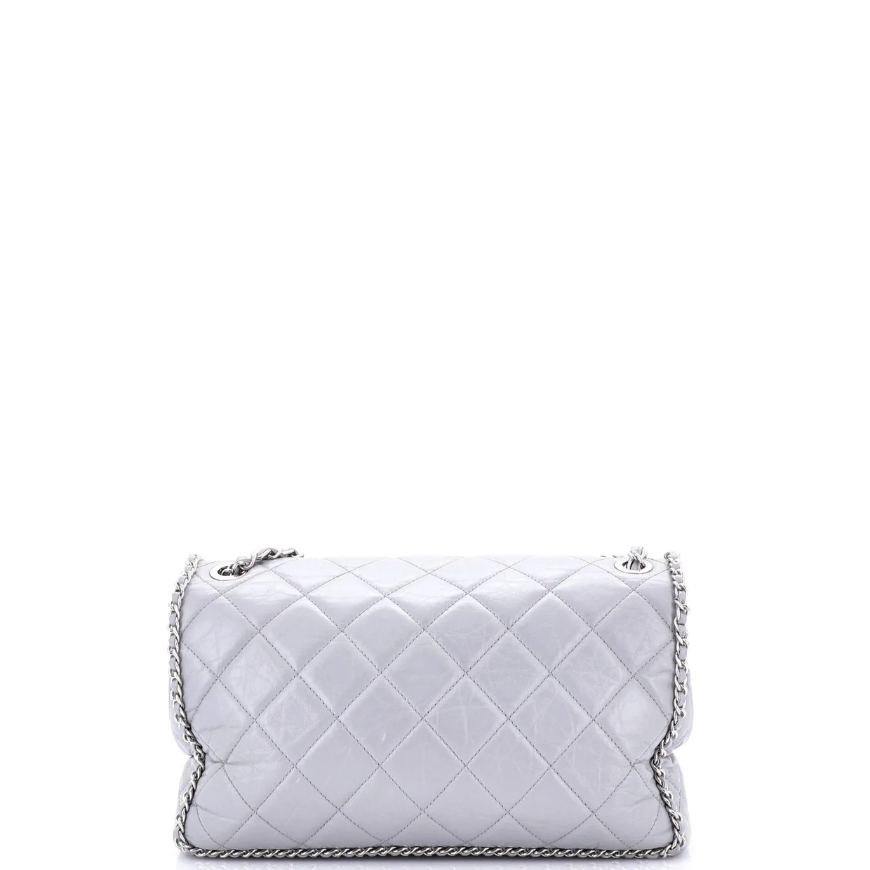 Running Chain Around Flap Bag Quilted Crumpled Calfskin Large - Deep Luxury