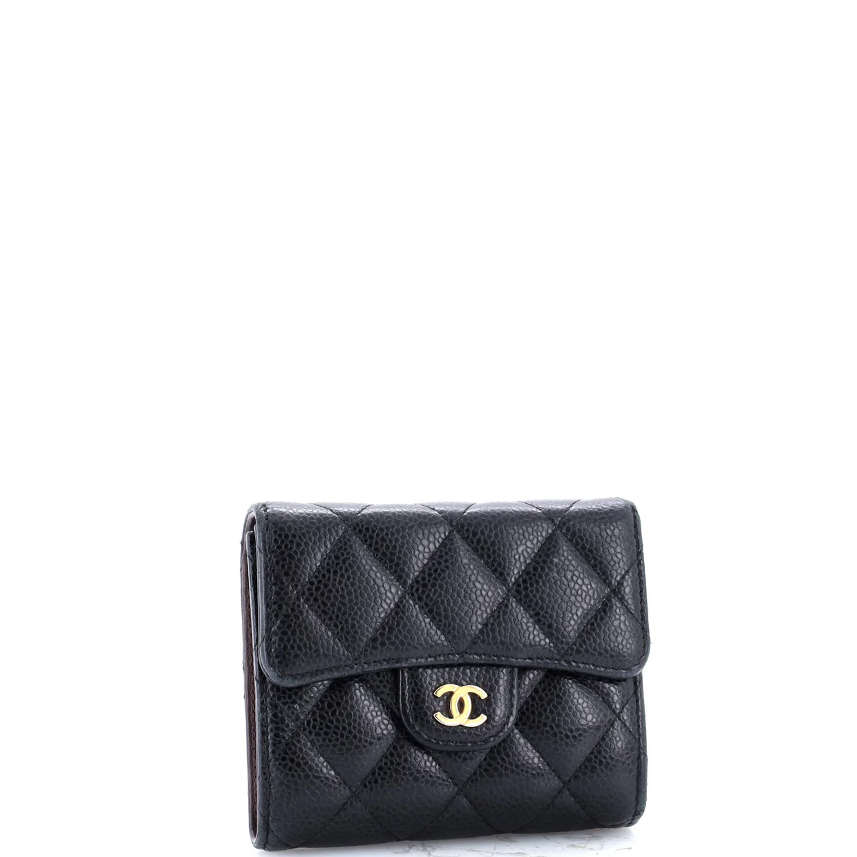 CC Compact Classic Flap Wallet Quilted Caviar - Deep Luxury