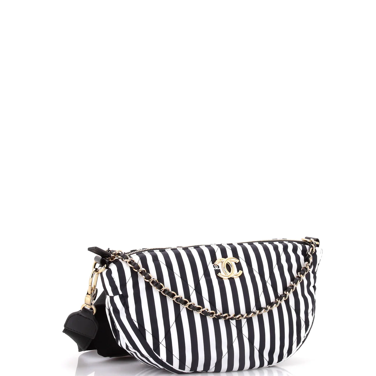 CC Convertible Chain Zip Hobo Quilted Printed Nylon Large - Deep Luxury