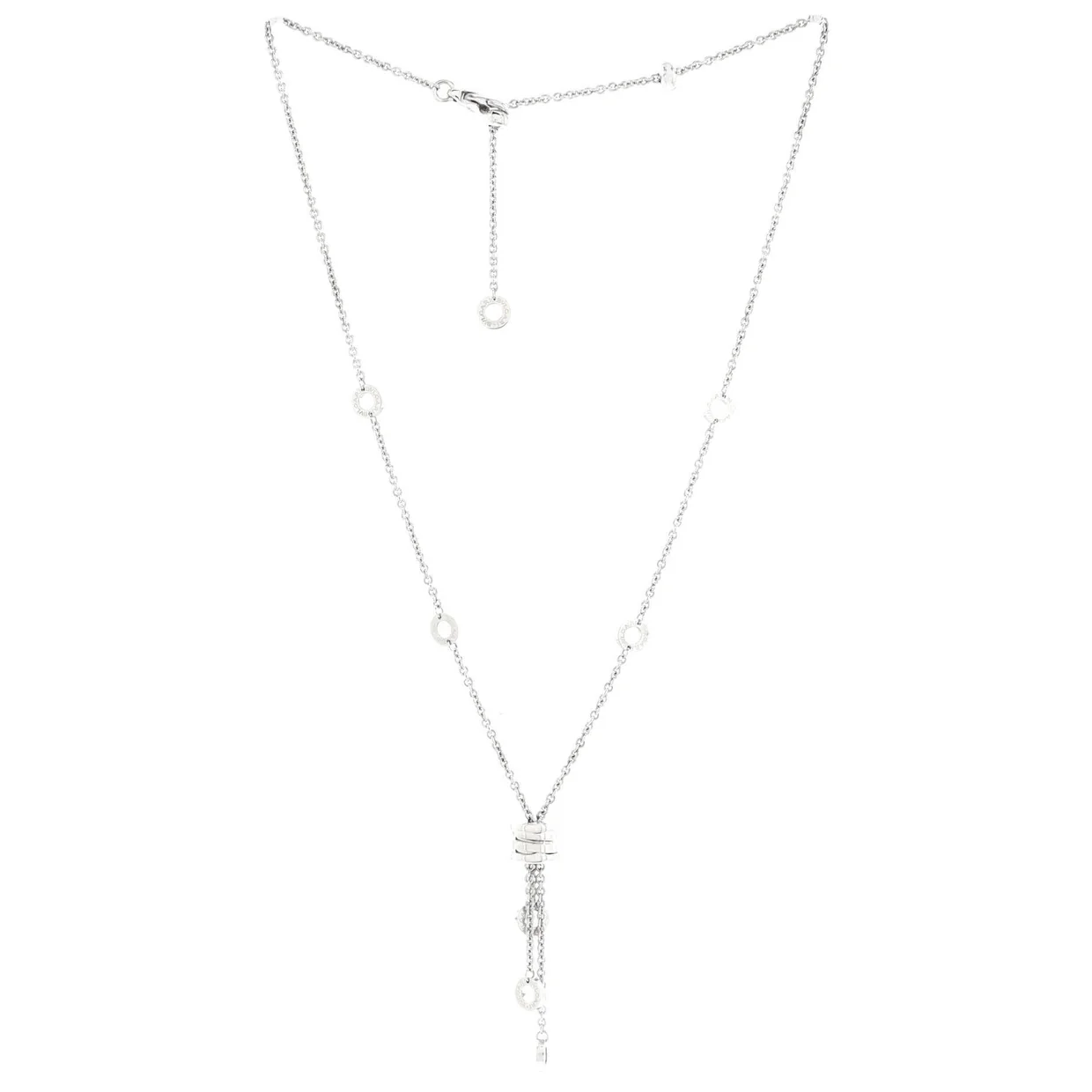 B.Zero1 3 Charm Necklace 18K White Gold with Diamonds - Deep Luxury