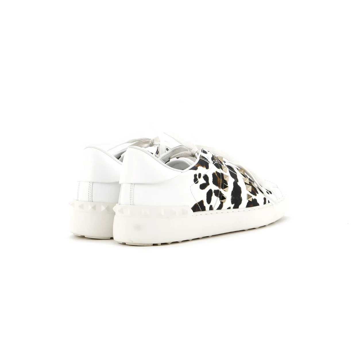 Women's Rockstud Open Sneakers Printed Leather - Deep Luxury