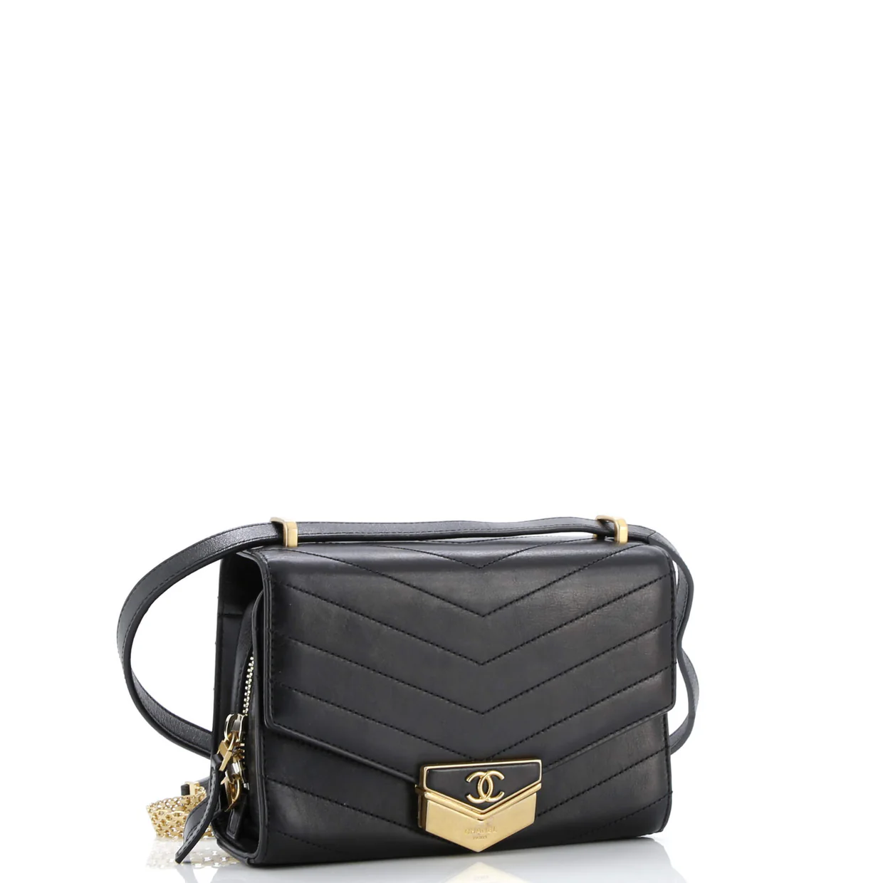 Medal Envelope Flap Bag Chevron Calfskin Small - Deep Luxury