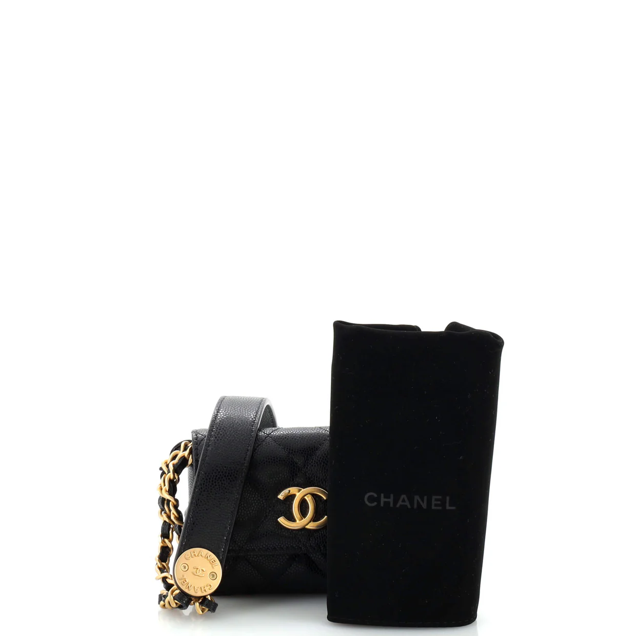 Twist Your Buttons Flap Belt Bag Quilted Caviar - Deep Luxury