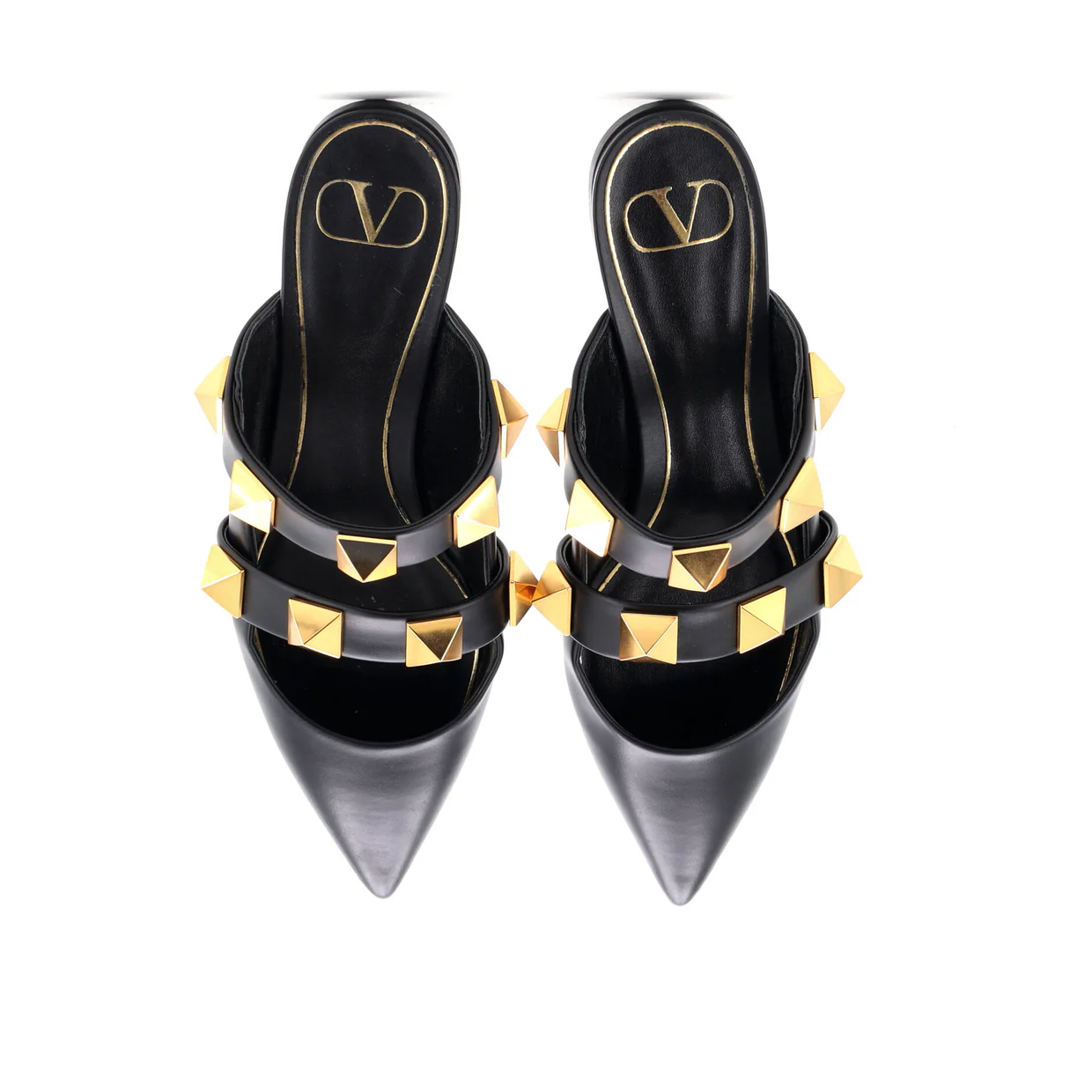 Women's Roman Stud Flat Mules Leather - Deep Luxury