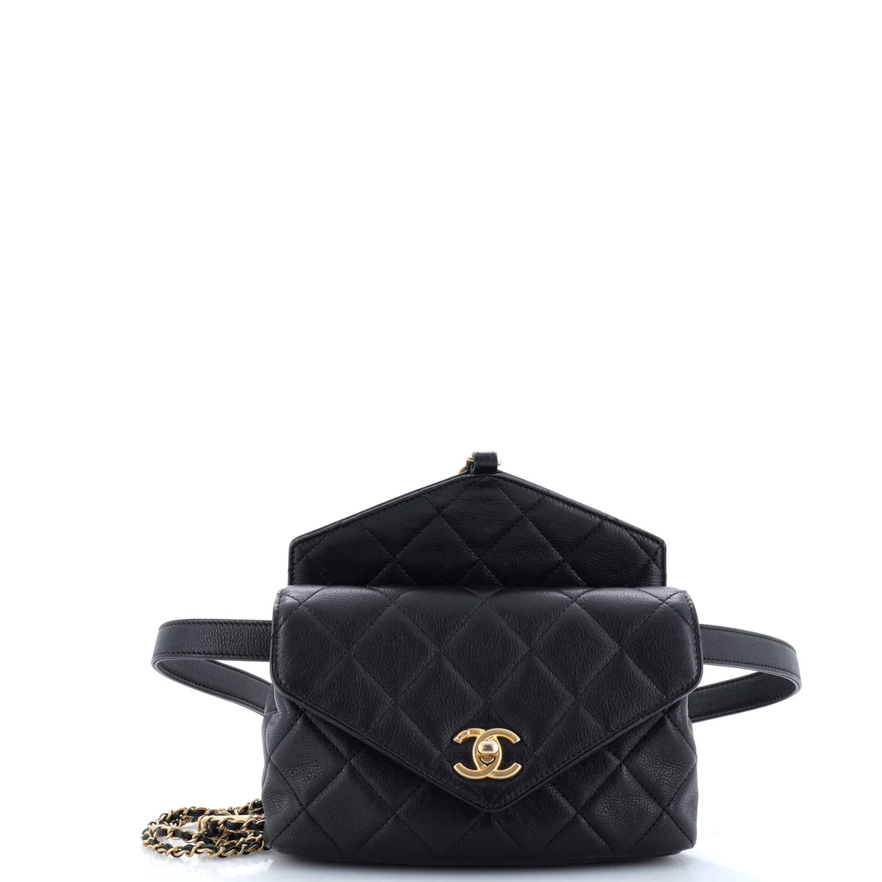 Carry With Chic Chain Flap Waist Bag Quilted Calfskin - Deep Luxury