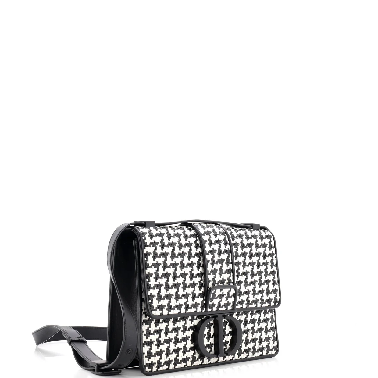 30 Montaigne Flap Bag Houndstooth Braided Leather - Deep Luxury