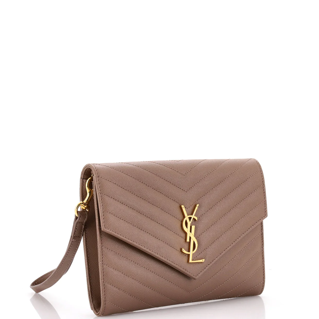 Classic Monogram Envelope Wristlet Clutch Matelasse Chevron Leather - Deep Luxury