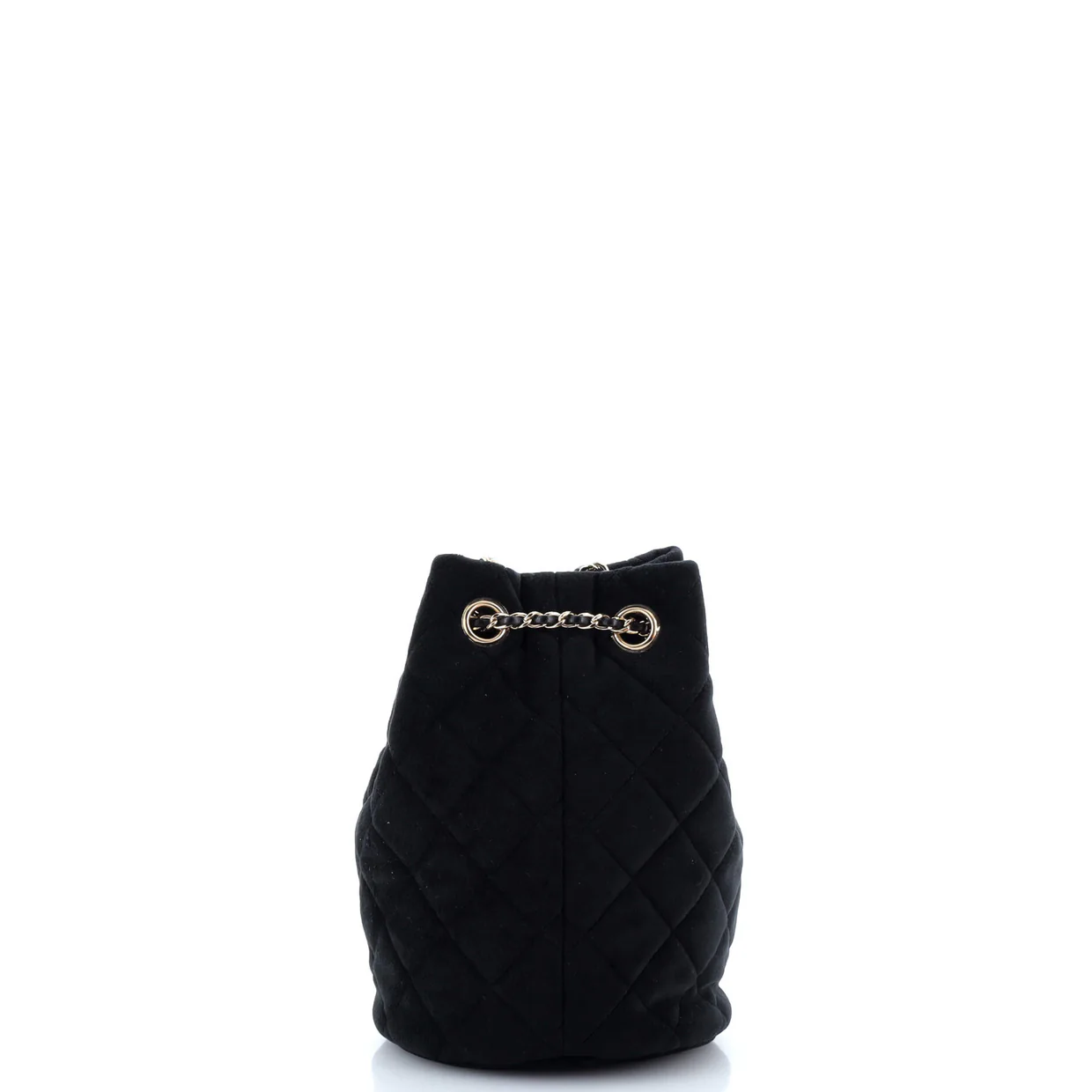 Pearl Crush Drawstring Bucket Bag Quilted Velvet with Crystals - Deep Luxury