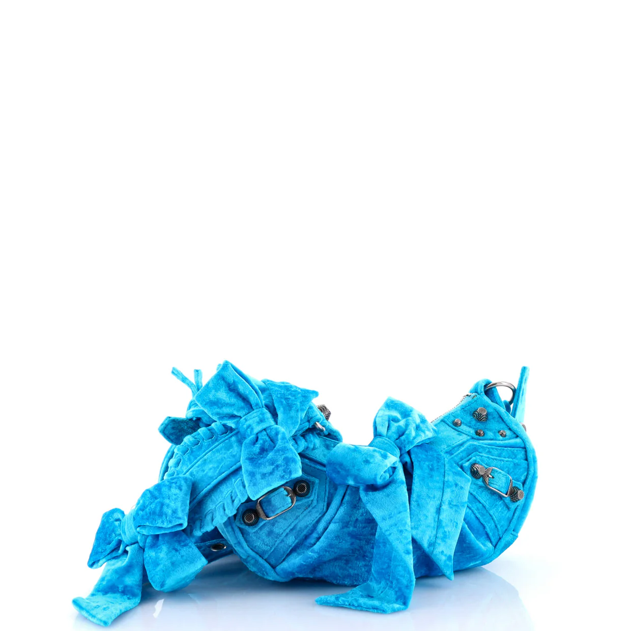 Le Cagole Giant Studs Shoulder Bag Crushed Velvet XS - Deep Luxury